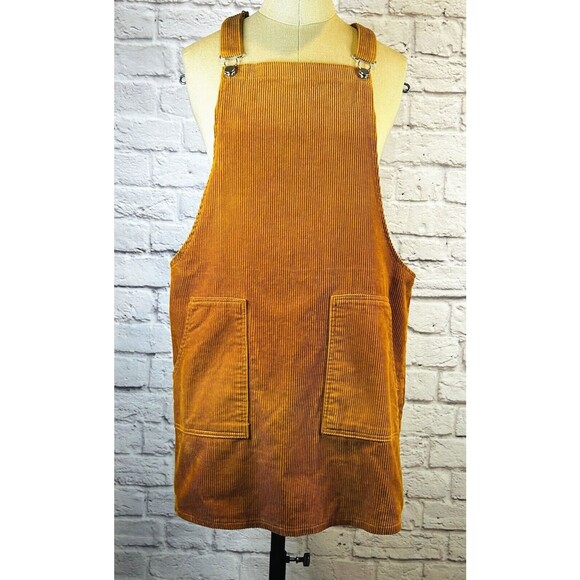 Cotton On Dresses & Skirts - Cotton On Corduroy Overall Short Mini Dress POCKETS Orange Inca Gold Retro SMALL